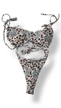 Animal Print Bandeau Bikini Set – Adjustable Tie Design