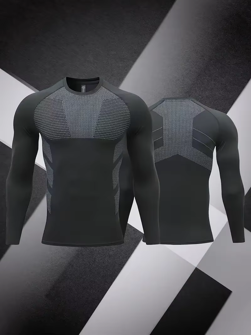 Men's Slim Fit Long Sleeve, Comfy Quick Dry Breathable Tops, Men's Clothing