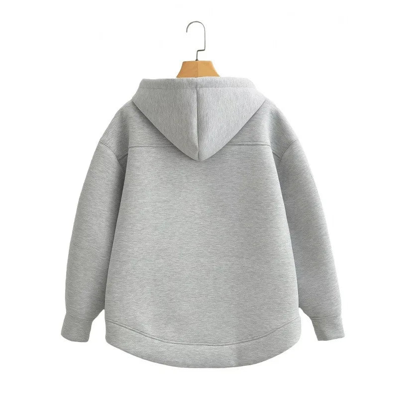 Women’s Oversized Zip-Up Hoodie – Long Sleeve Casual Fleece Jacket