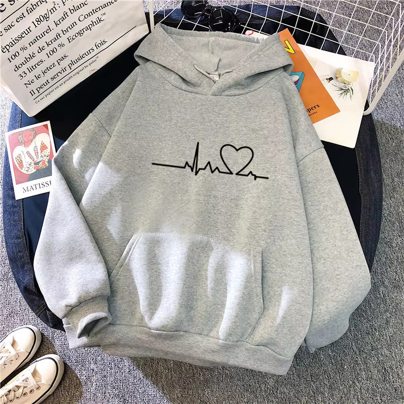 New Men/Women's 2026 Casual Hoodie Autumn/Winter Heartbeat Printed