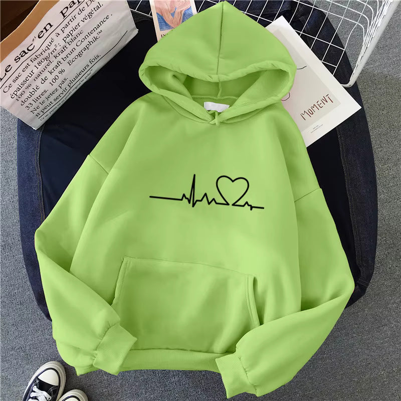New Men/Women's 2026 Casual Hoodie Autumn/Winter Heartbeat Printed