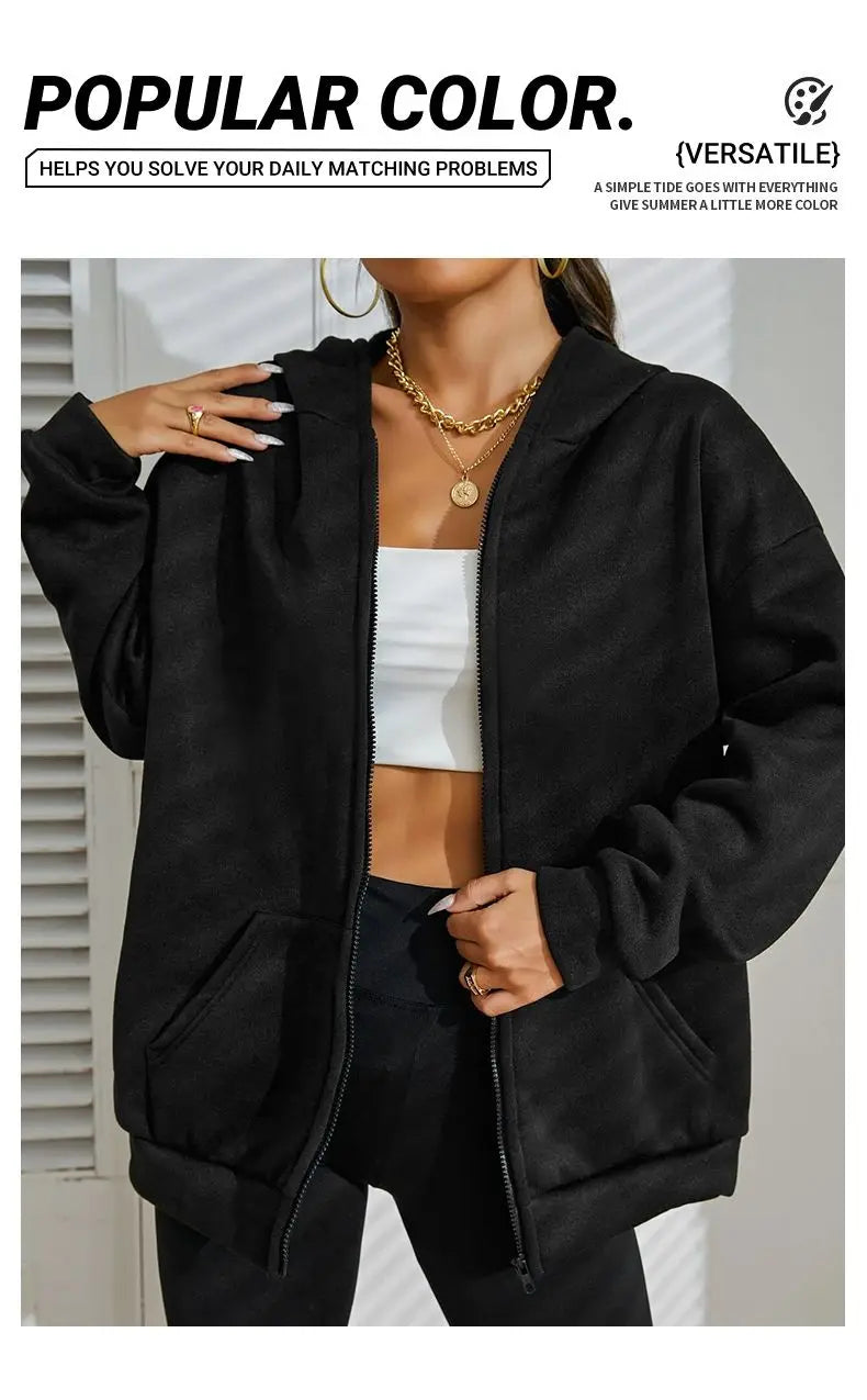 Women’s Fleece Zip-Up Hoodie – Soft Casual Jacket (Multiple Colors)