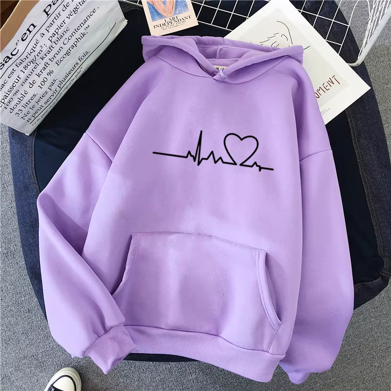 New Men/Women's 2026 Casual Hoodie Autumn/Winter Heartbeat Printed