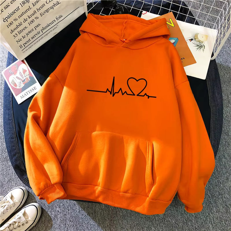 New Men/Women's 2026 Casual Hoodie Autumn/Winter Heartbeat Printed