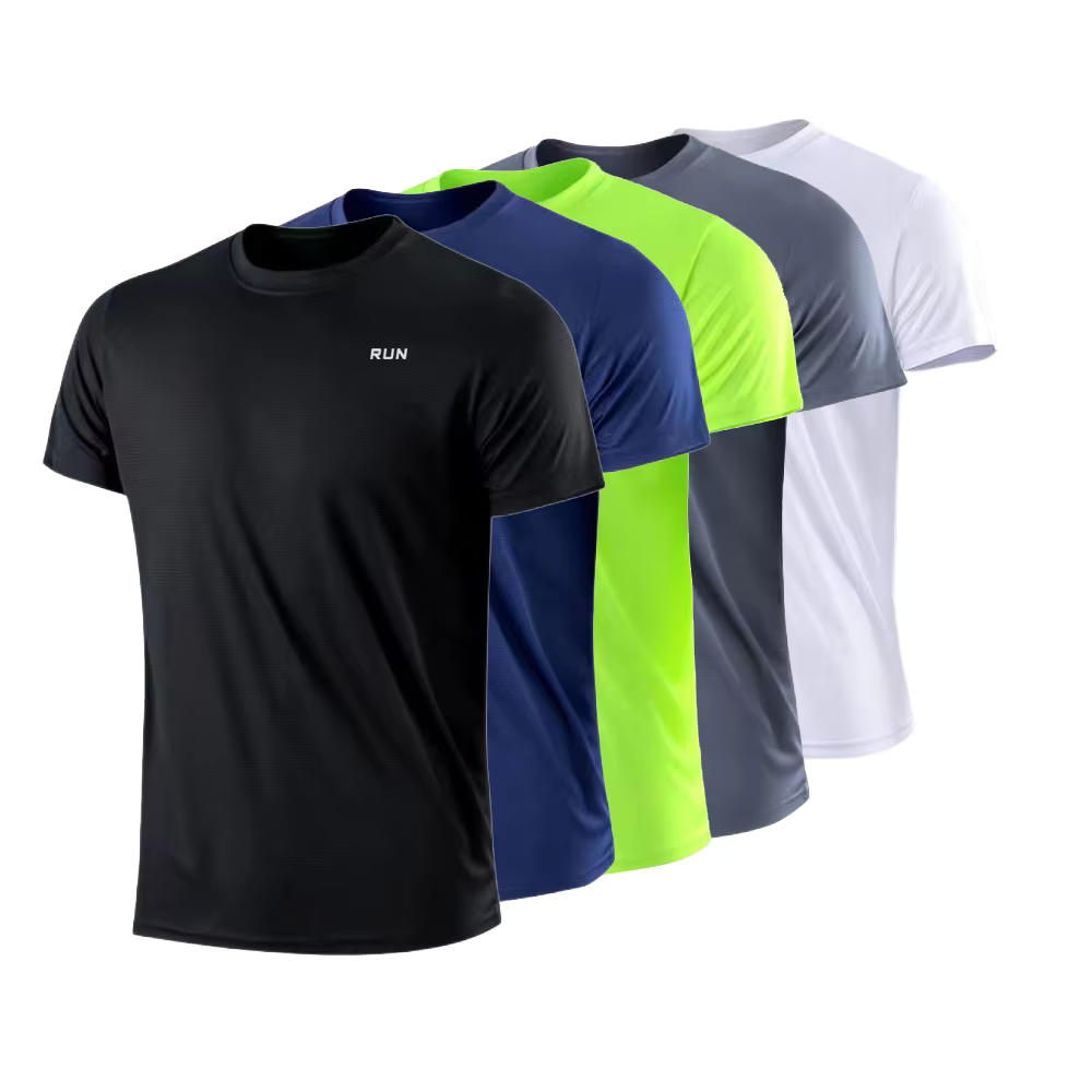 Men's Quick Dry Short Sleeve Gym Running Moisture Wicking Round Neck Shirt Training Exercise Gym Sport Shirt Tops Lightweight
