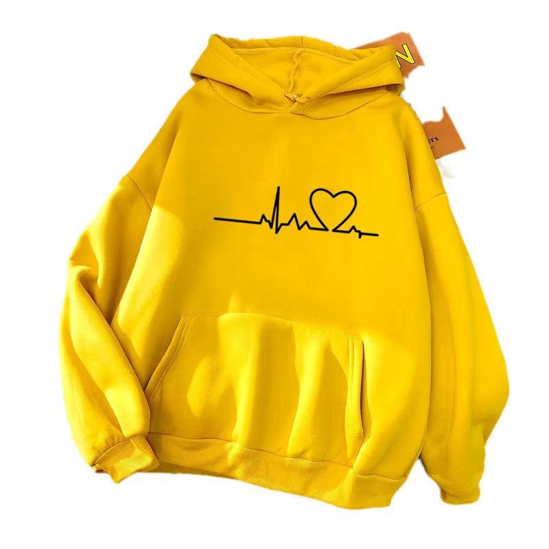 New Men/Women's 2026 Casual Hoodie Autumn/Winter Heartbeat Printed