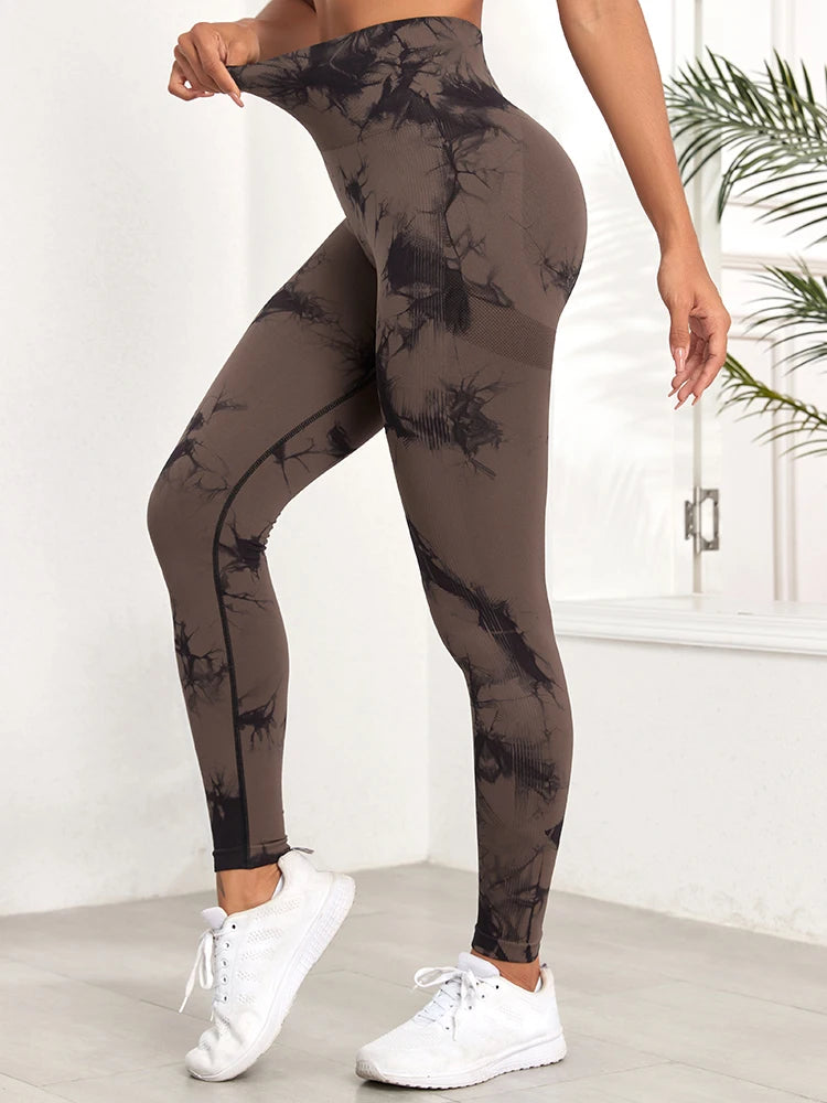 Women’s High Waist Tie-Dye Gym Leggings – Push Up & Fitness