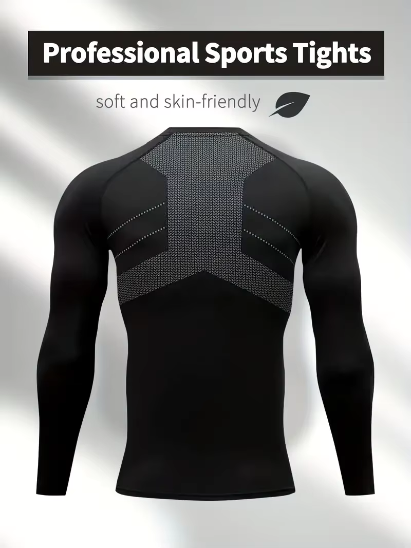 Men's Slim Fit Long Sleeve, Comfy Quick Dry Breathable Tops, Men's Clothing