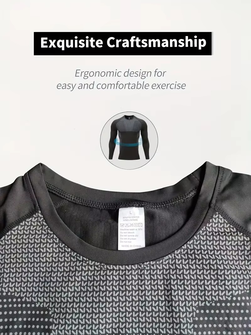 Men's Slim Fit Long Sleeve, Comfy Quick Dry Breathable Tops, Men's Clothing