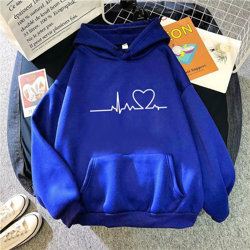 New Men/Women's 2026 Casual Hoodie Autumn/Winter Heartbeat Printed