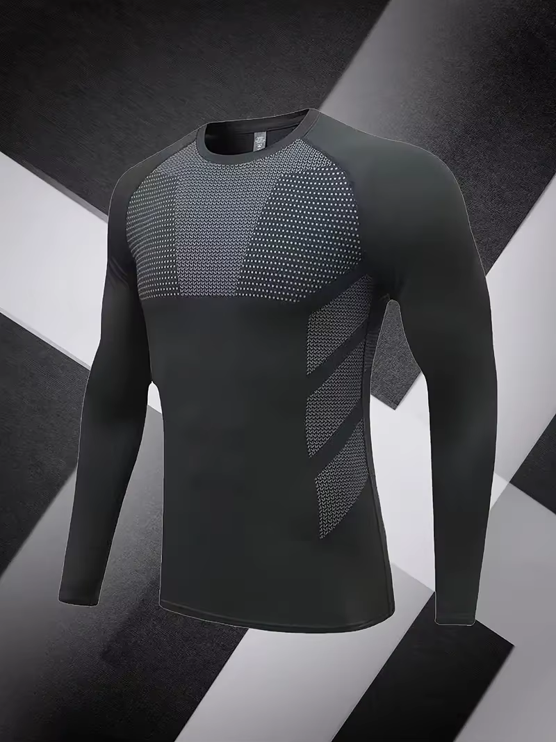 Men's Slim Fit Long Sleeve, Comfy Quick Dry Breathable Tops, Men's Clothing