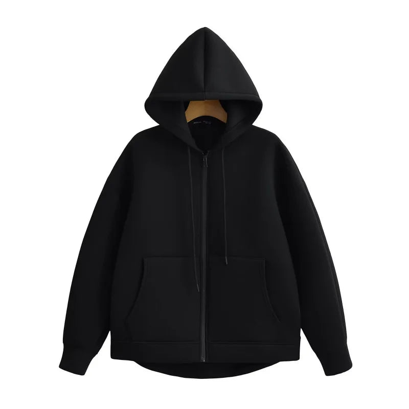 Women’s Oversized Zip-Up Hoodie – Long Sleeve Casual Fleece Jacket