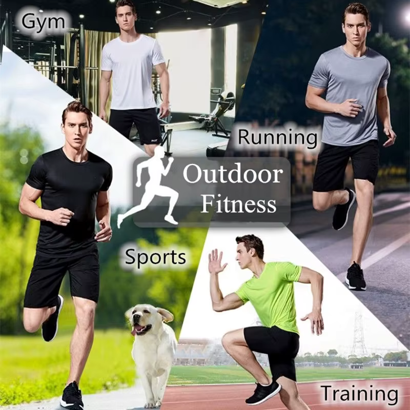 Men's Quick Dry Short Sleeve Gym Running Moisture Wicking Round Neck Shirt Training Exercise Gym Sport Shirt Tops Lightweight