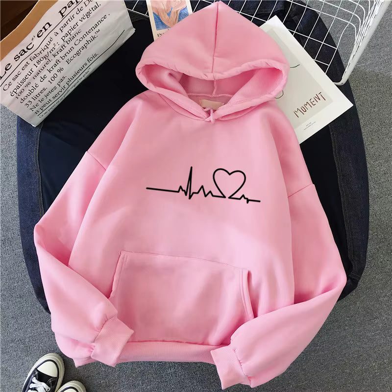 New Men/Women's 2026 Casual Hoodie Autumn/Winter Heartbeat Printed