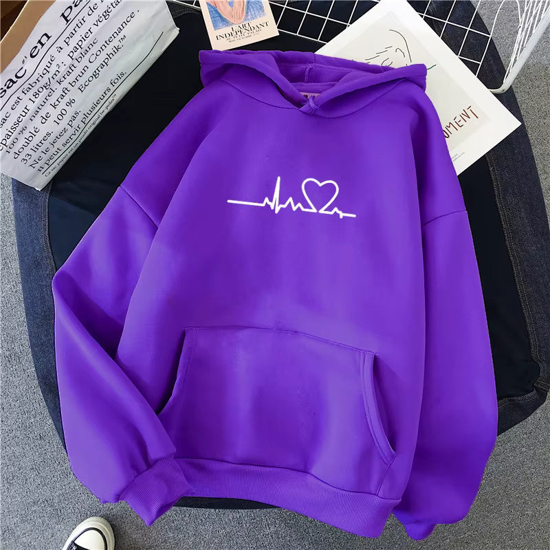 New Men/Women's 2026 Casual Hoodie Autumn/Winter Heartbeat Printed